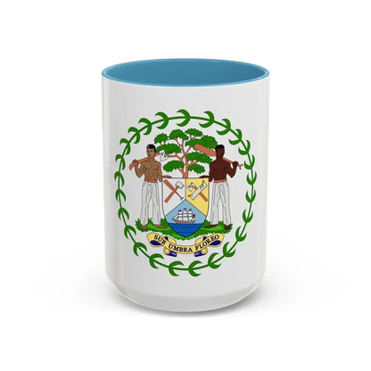 Coat of arms of Belize - Accent Coffee Mug 15oz Light Blue - Go Mug Yourself