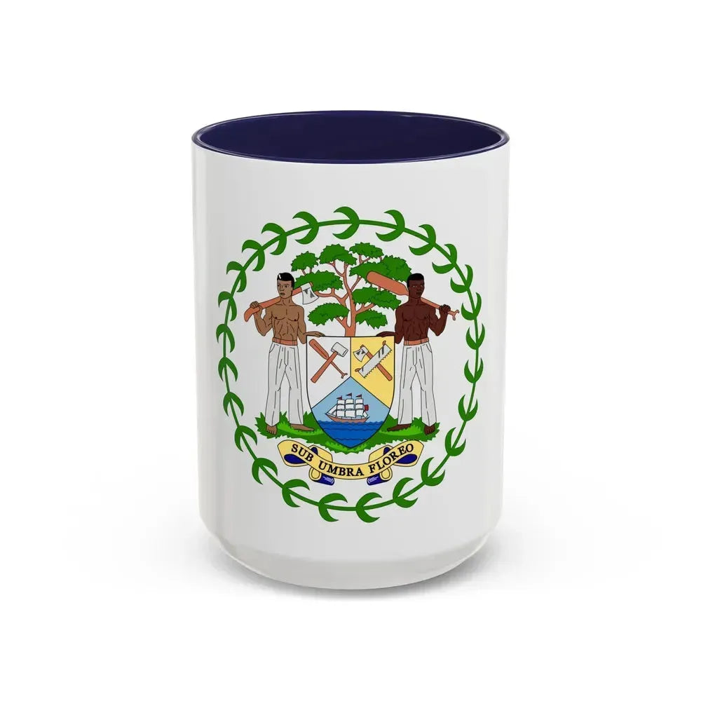 Coat of arms of Belize - Accent Coffee Mug 15oz Navy - Go Mug Yourself