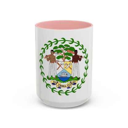 Coat of arms of Belize - Accent Coffee Mug 15oz Pink - Go Mug Yourself