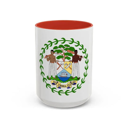 Coat of arms of Belize - Accent Coffee Mug 15oz Red - Go Mug Yourself