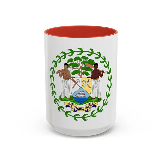Coat of arms of Belize - Accent Coffee Mug 15oz Red - Go Mug Yourself