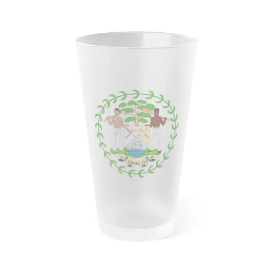 Coat of arms of Belize - Frosted Pint Glass 16oz Default Title - Go Mug Yourself