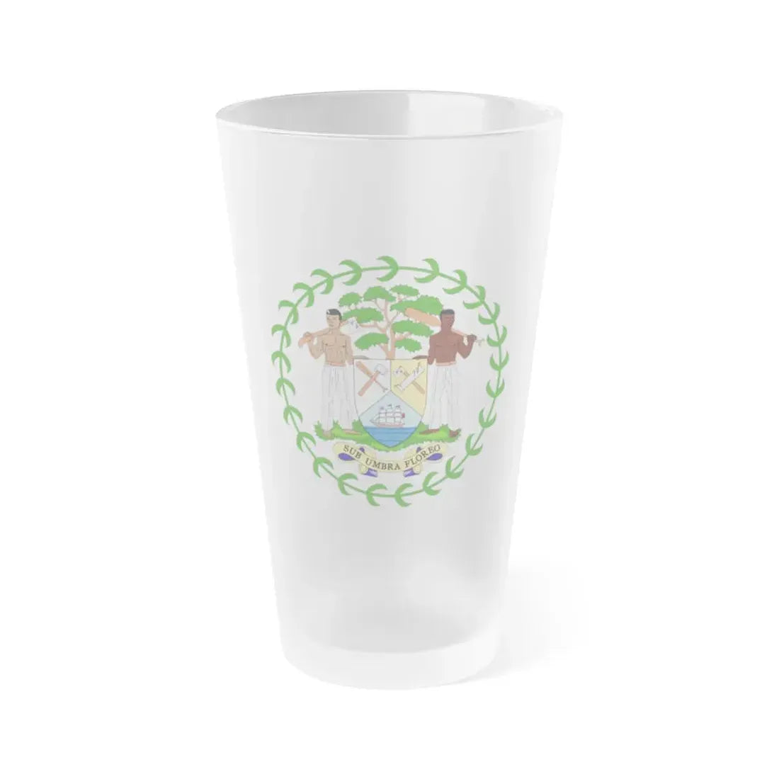 Coat of arms of Belize - Frosted Pint Glass 16oz Default Title - Go Mug Yourself