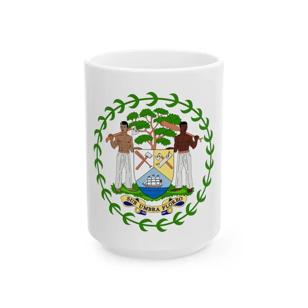 Coat of arms of Belize - White Coffee Mug 15oz - Go Mug Yourself