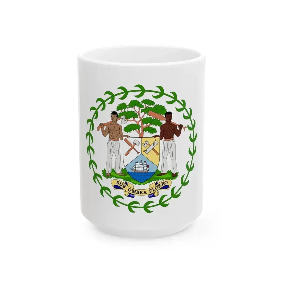Coat of arms of Belize - White Coffee Mug 15oz - Go Mug Yourself