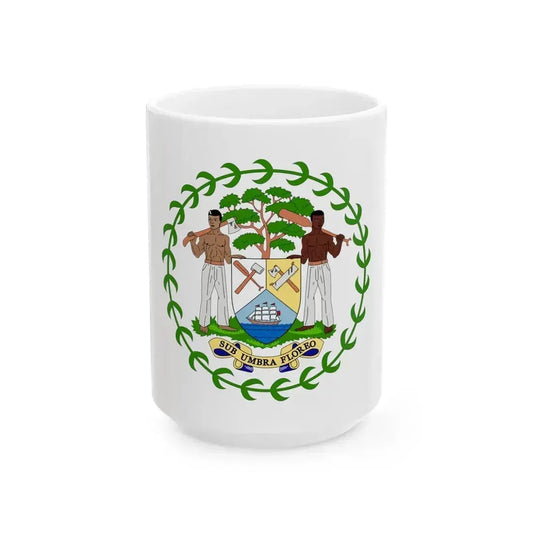 Coat of arms of Belize - White Coffee Mug 15oz - Go Mug Yourself