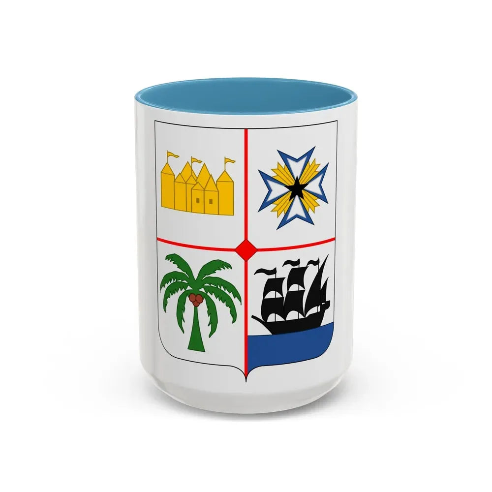 Coat of arms of Benin 2 - Accent Coffee Mug 15oz Light Blue - Go Mug Yourself