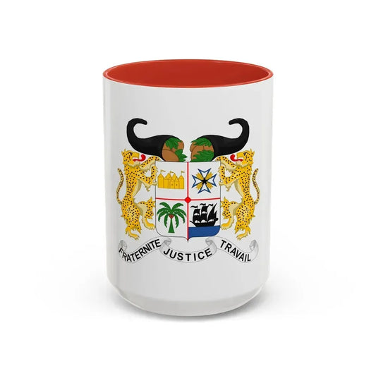 Coat of arms of Benin - Accent Coffee Mug 15oz Red - Go Mug Yourself