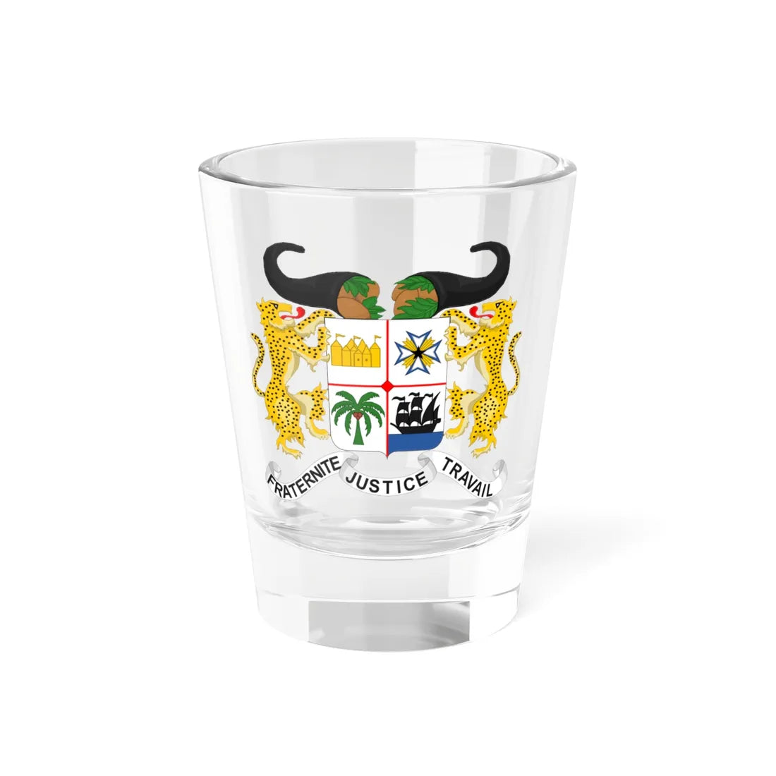 Coat of arms of Benin (Benin) (Coat of Arms) Shot Glass 1.5oz 1.5oz - Go Mug Yourself