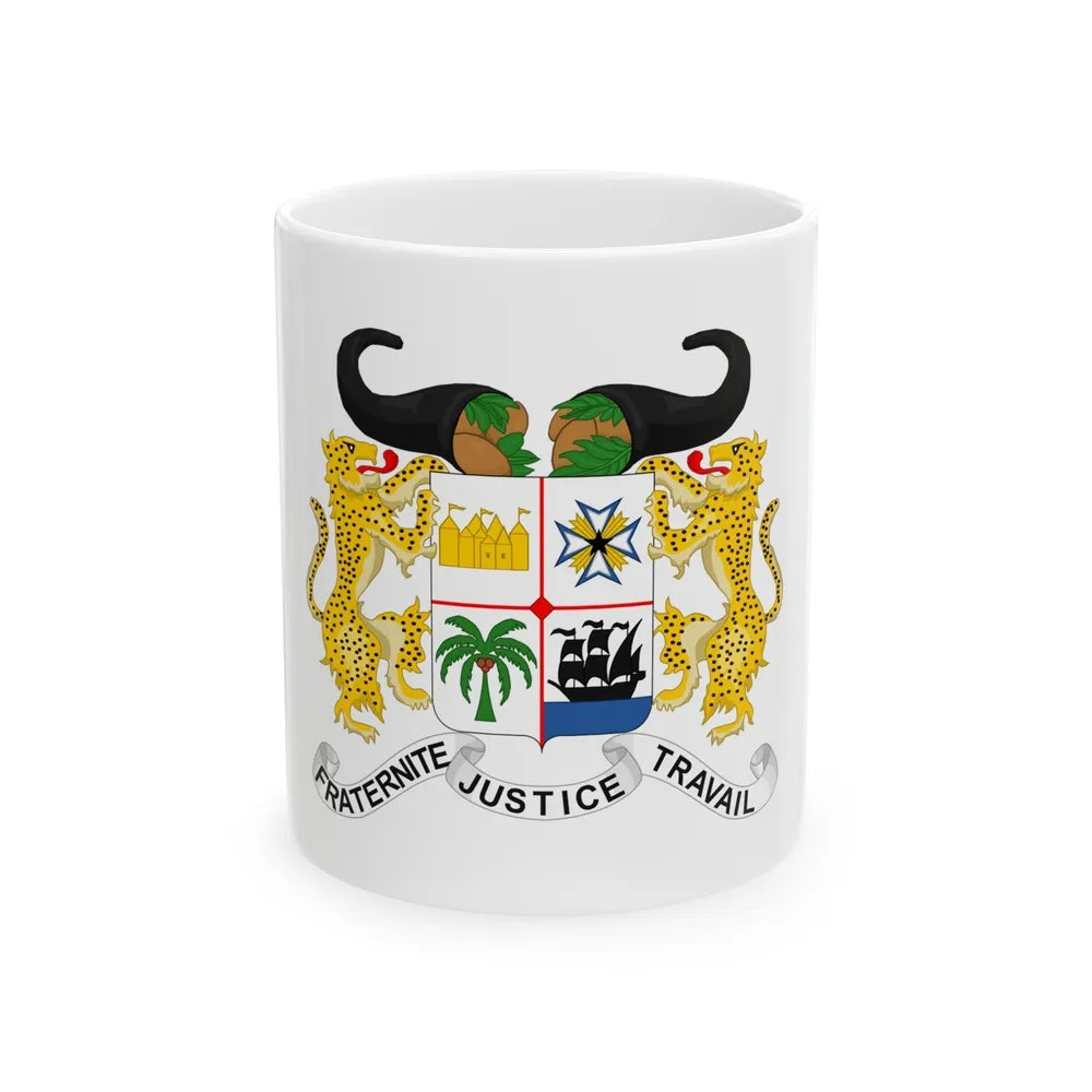 Coat of arms of Benin - White Coffee Mug-11oz-Go Mug Yourself