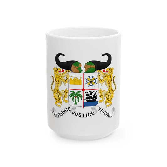 Coat of arms of Benin - White Coffee Mug-15oz-Go Mug Yourself