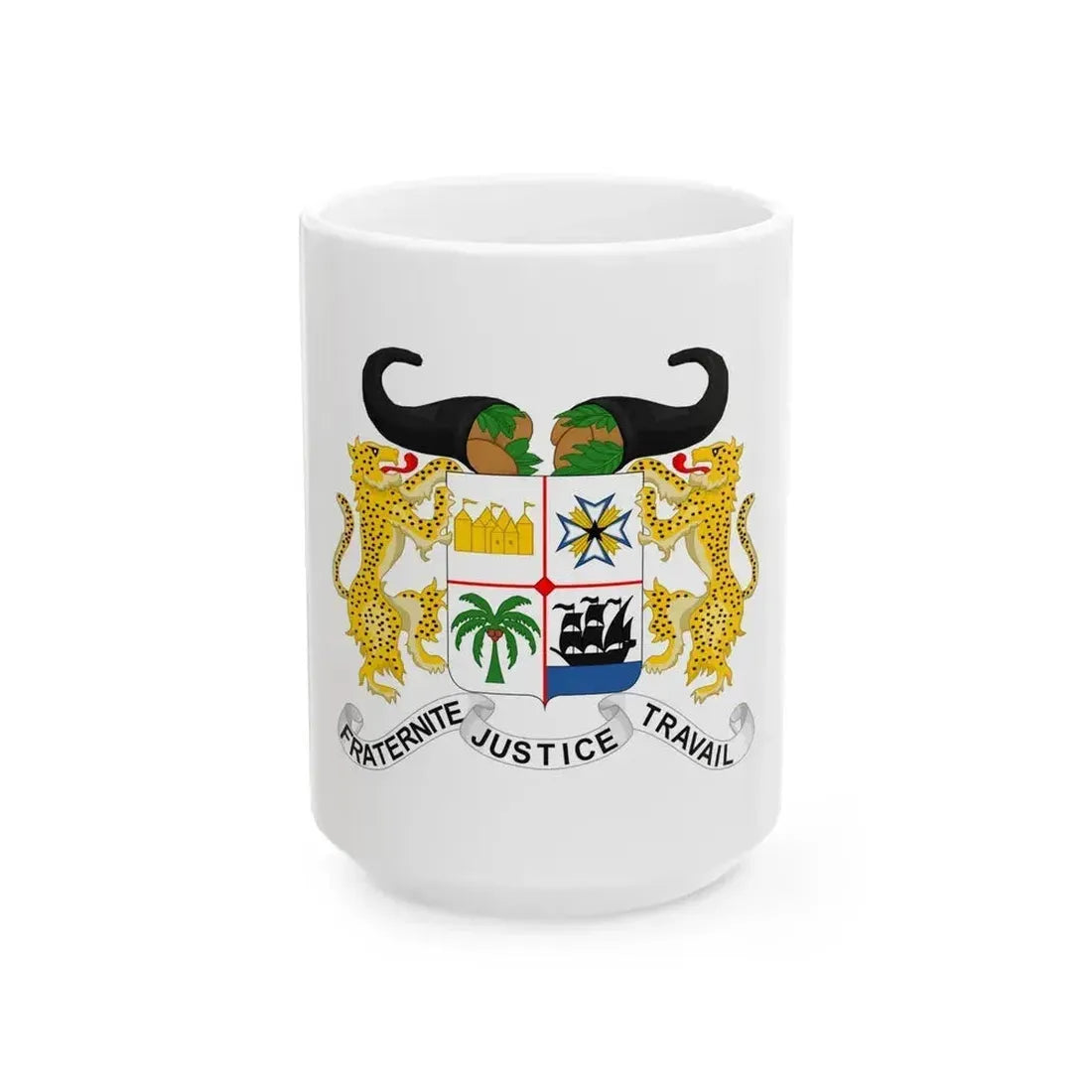 Coat of arms of Benin - White Coffee Mug 15oz - Go Mug Yourself