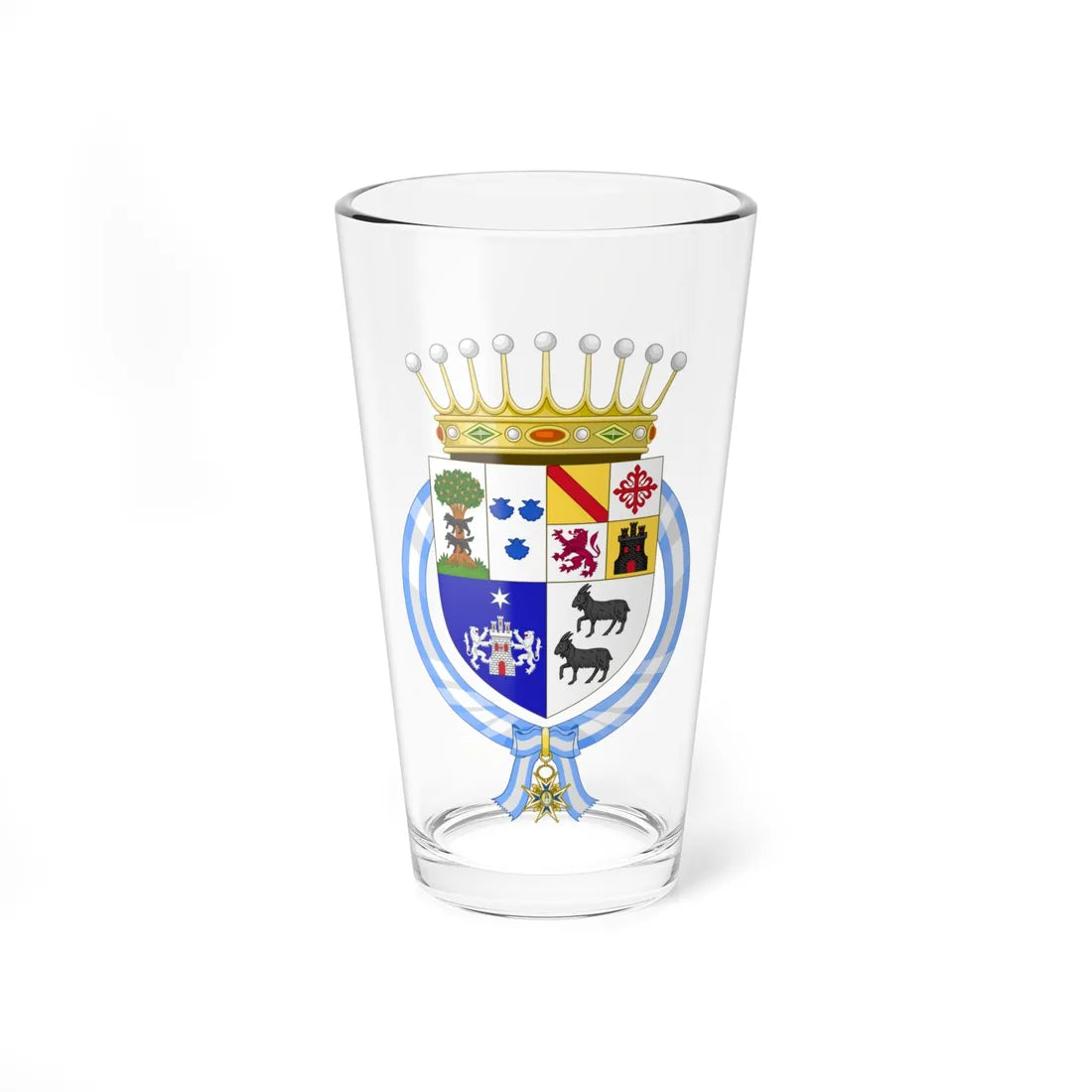 Coat of Arms of Bernardo de Gálvez (Costa Rica) (Coat of Arms) Pint Glass 16oz 16oz - Go Mug Yourself