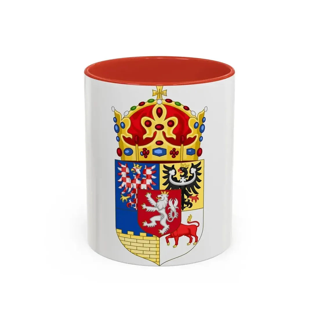 Coat of arms of Bohemian Crown - Accent Coffee Mug 11oz Red - Go Mug Yourself
