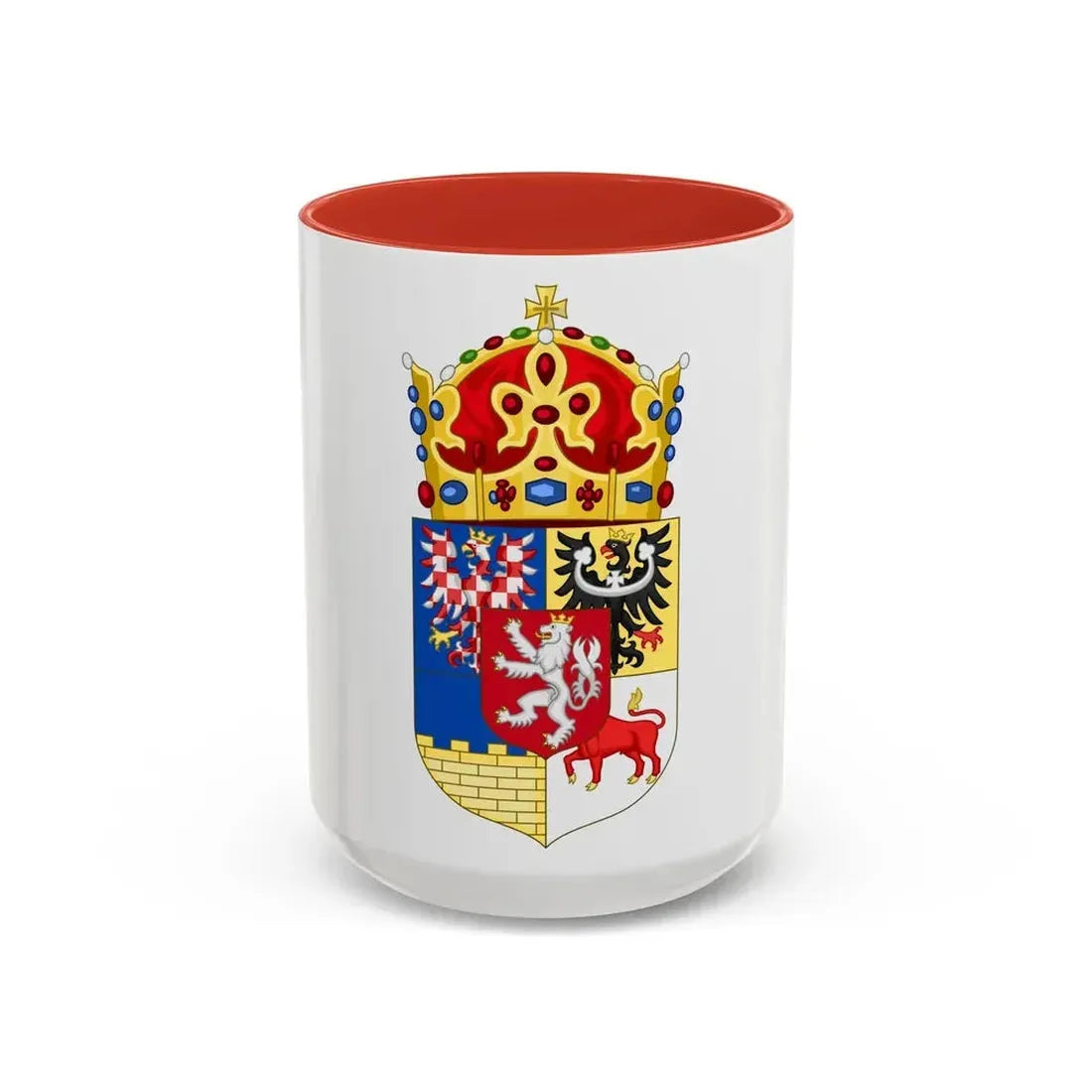 Coat of arms of Bohemian Crown - Accent Coffee Mug 15oz Red - Go Mug Yourself