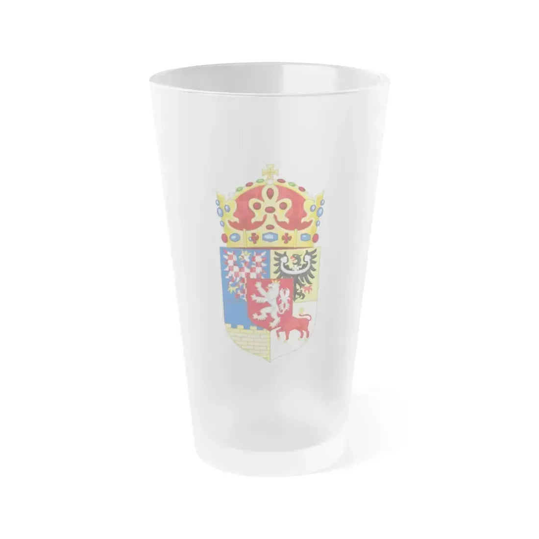 Coat of arms of Bohemian Crown - Frosted Pint Glass 16oz 16oz Frosted - Go Mug Yourself