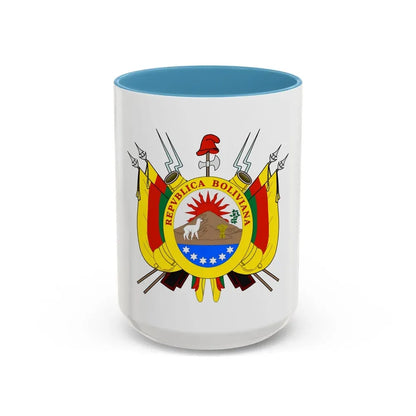 Coat of arms of Bolivia (1826) - Accent Coffee Mug 15oz Light Blue - Go Mug Yourself