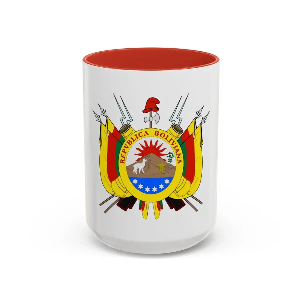 Coat of arms of Bolivia (1826) - Accent Coffee Mug 15oz Red - Go Mug Yourself