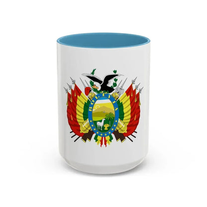 Coat of arms of Bolivia - Accent Coffee Mug 15oz Light Blue - Go Mug Yourself