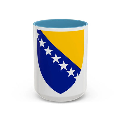 Coat of arms of Bosnia and Herzegovina - Accent Coffee Mug 15oz Light Blue - Go Mug Yourself