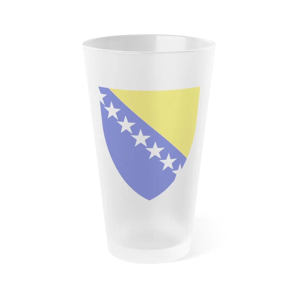 Coat of arms of Bosnia and Herzegovina - Frosted Pint Glass 16oz-Go Mug Yourself