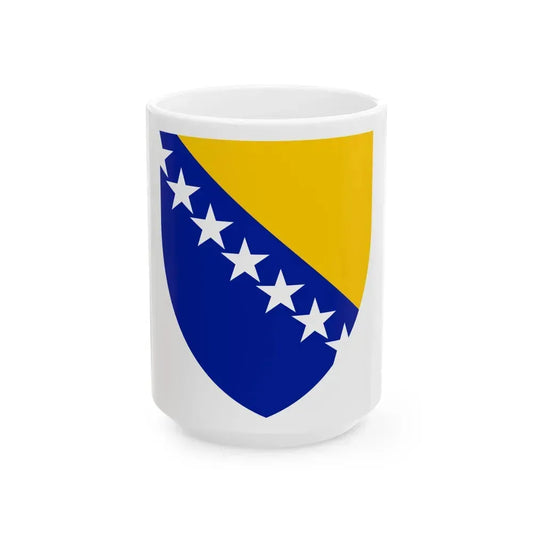 Coat of arms of Bosnia and Herzegovina - White Coffee Mug 15oz - Go Mug Yourself