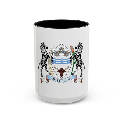 Coat of arms of Botswana - Accent Coffee Mug 15oz Black - Go Mug Yourself