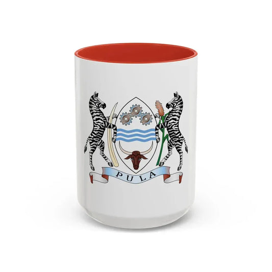 Coat of arms of Botswana - Accent Coffee Mug 15oz Red - Go Mug Yourself