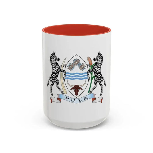 Coat of arms of Botswana - Accent Coffee Mug 15oz Red - Go Mug Yourself