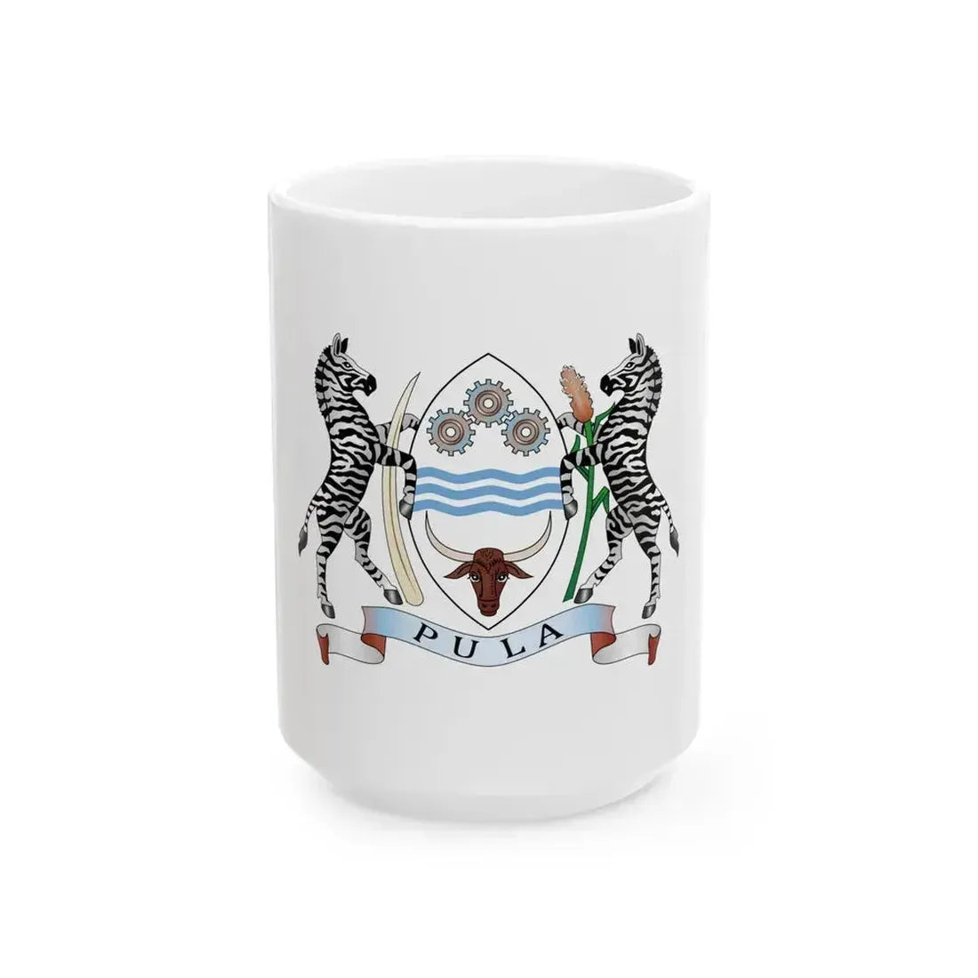 Coat of arms of Botswana - White Coffee Mug 15oz - Go Mug Yourself