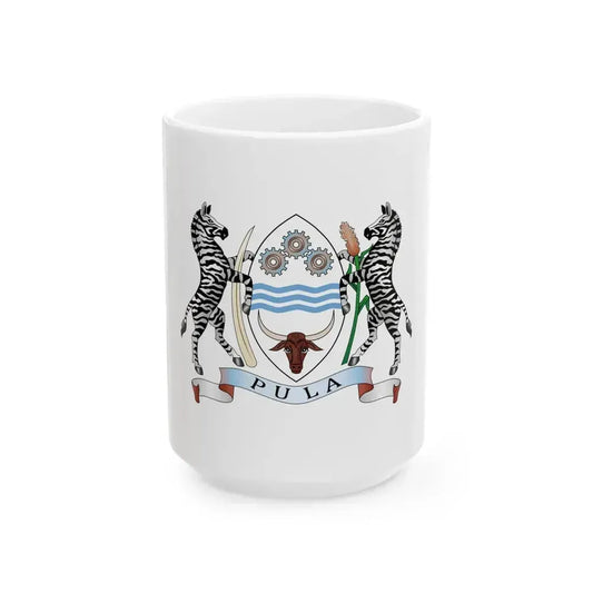 Coat of arms of Botswana - White Coffee Mug 15oz - Go Mug Yourself