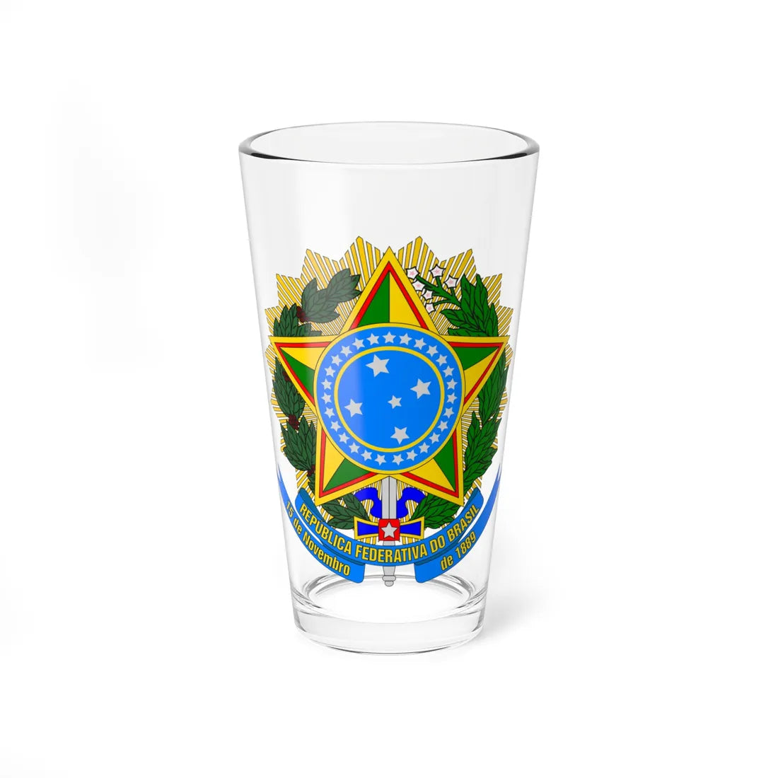 Coat of Arms of Brazil 2024 version (Brazil) (Coat of Arms) Pint Glass 16oz 16oz - Go Mug Yourself