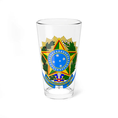 Coat of Arms of Brazil 2024 version (Brazil) (Coat of Arms) Pint Glass 16oz 16oz - Go Mug Yourself