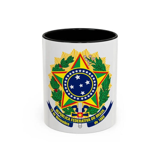 Coat of arms of Brazil (dark blue) - Accent Coffee Mug 11oz Black - Go Mug Yourself