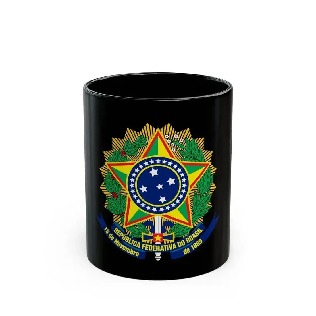 Coat of arms of Brazil (dark blue) - Black Coffee Mug 11oz - Go Mug Yourself
