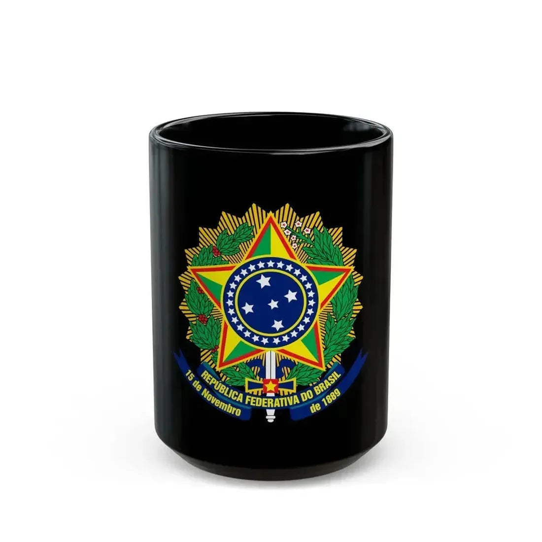Coat of arms of Brazil (dark blue) - Black Coffee Mug 15oz - Go Mug Yourself
