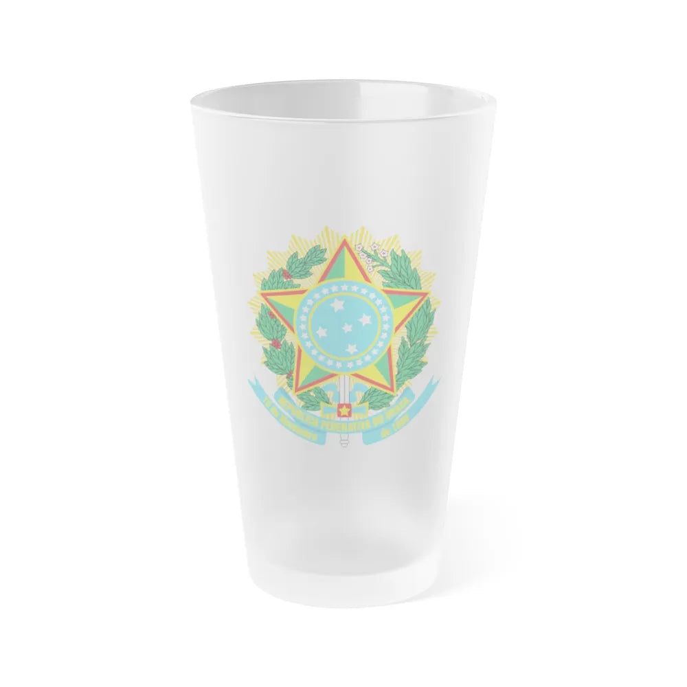 Coat of arms of Brazil - Frosted Pint Glass 16oz-16oz-Frosted-Go Mug Yourself