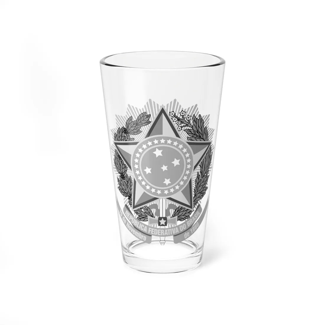 Coat of arms of Brazil grayscale (Brazil) (Coat of Arms) Pint Glass 16oz 16oz - Go Mug Yourself