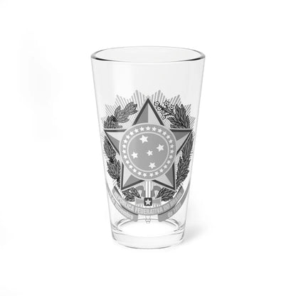 Coat of arms of Brazil grayscale (Brazil) (Coat of Arms) Pint Glass 16oz 16oz - Go Mug Yourself