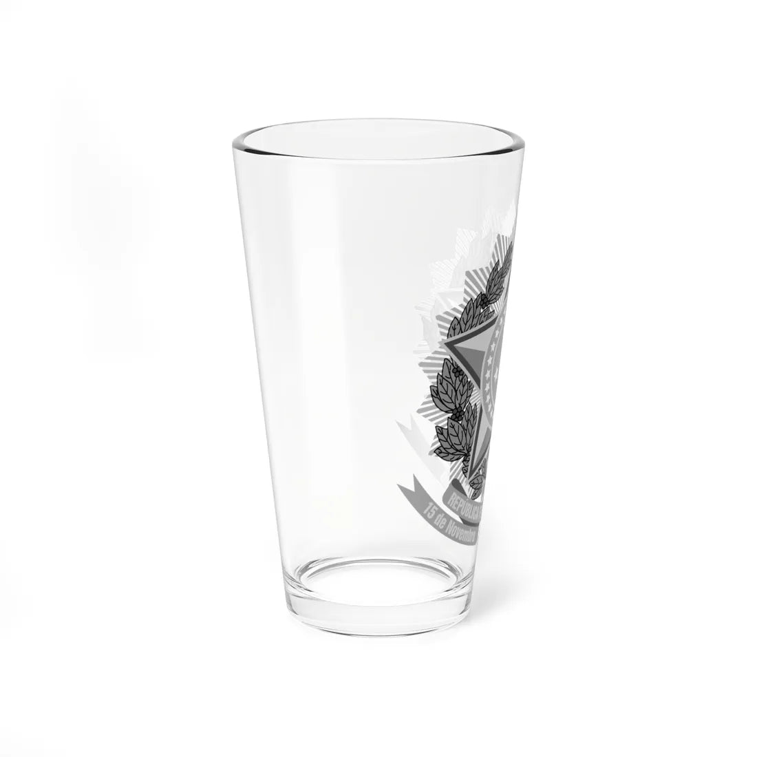 Coat of arms of Brazil grayscale (Brazil) (Coat of Arms) Pint Glass 16oz - Go Mug Yourself