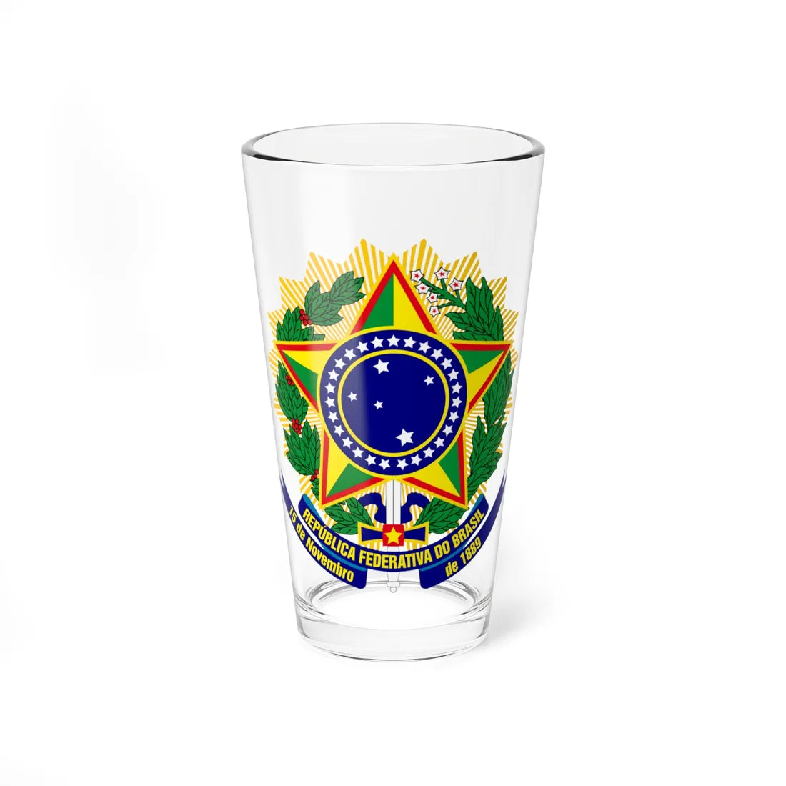 Coat of arms of Brazil variant 1 1 (Brazil) (Coat of Arms) Pint Glass 16oz 16oz - Go Mug Yourself