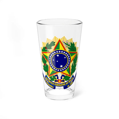 Coat of arms of Brazil variant 1 1 (Brazil) (Coat of Arms) Pint Glass 16oz 16oz - Go Mug Yourself