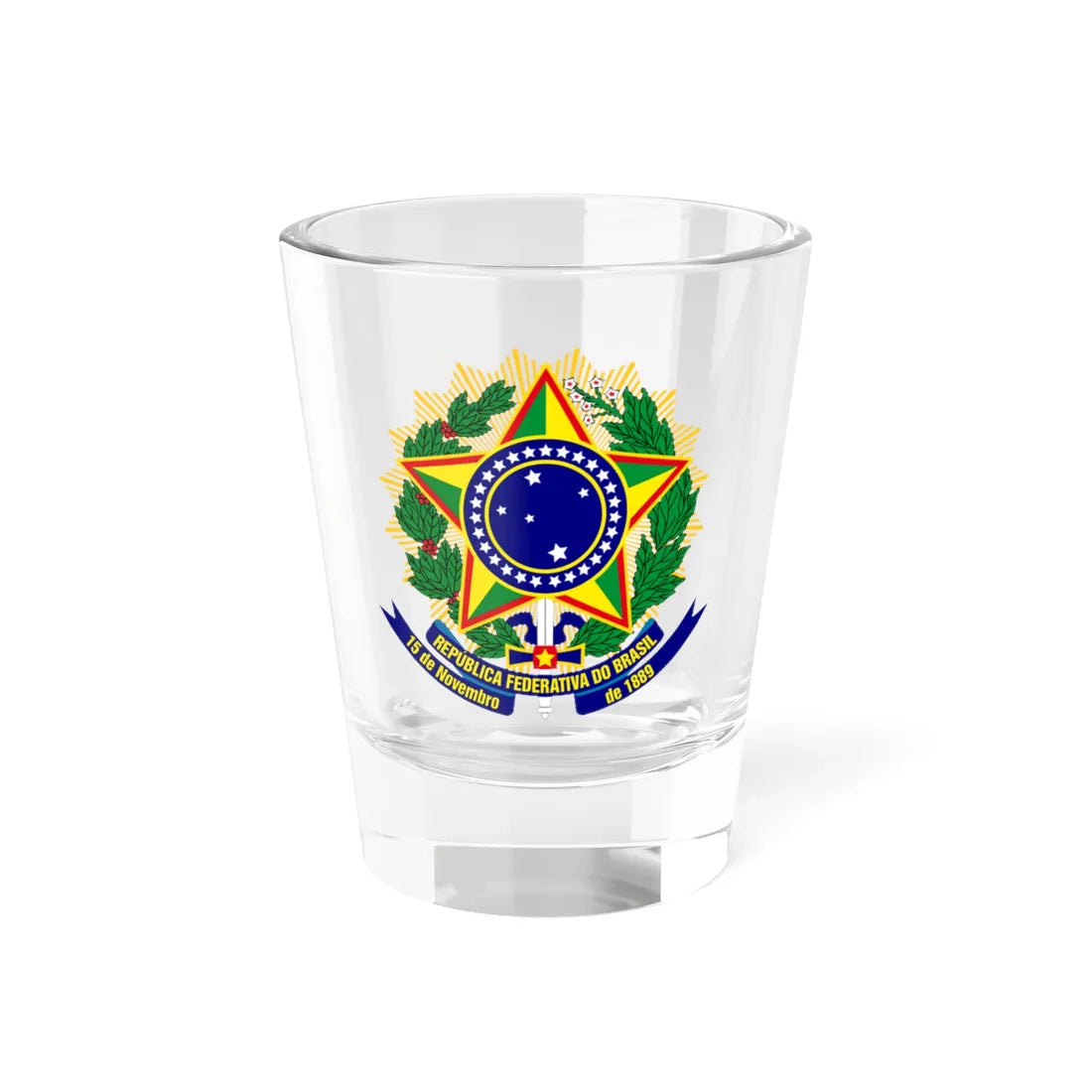 Coat of arms of Brazil variant 1 1 (Brazil) (Coat of Arms) Shot Glass 1.5oz 1.5oz - Go Mug Yourself
