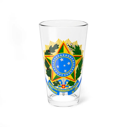 Coat of arms of Brazil variant 1 (Brazil) (Coat of Arms) Pint Glass 16oz 16oz - Go Mug Yourself