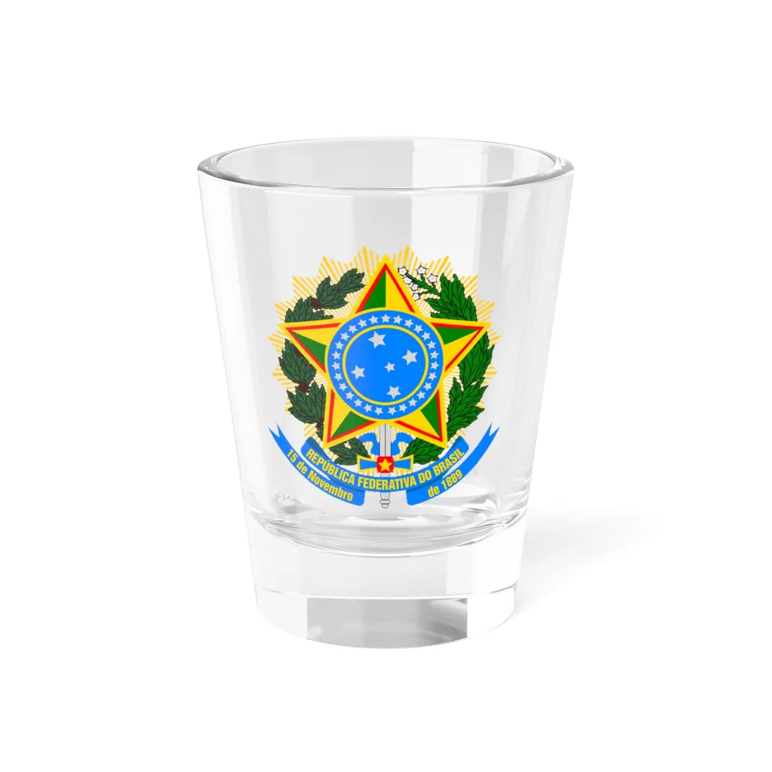 Coat of arms of Brazil variant 1 (Brazil) (Coat of Arms) Shot Glass 1.5oz 1.5oz - Go Mug Yourself