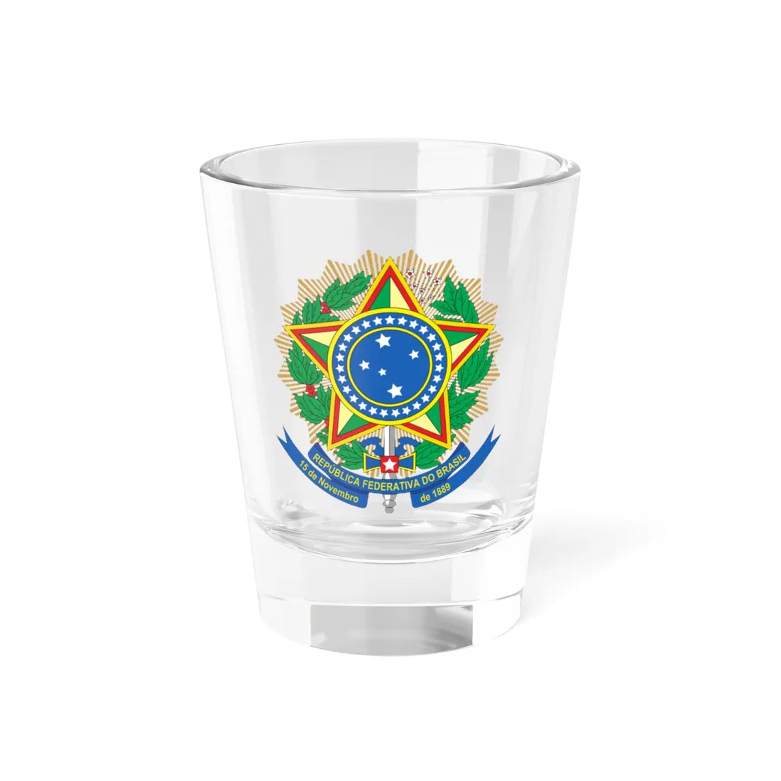 Coat of arms of Brazil variant 2 (Brazil) (Coat of Arms) Shot Glass 1.5oz 1.5oz - Go Mug Yourself