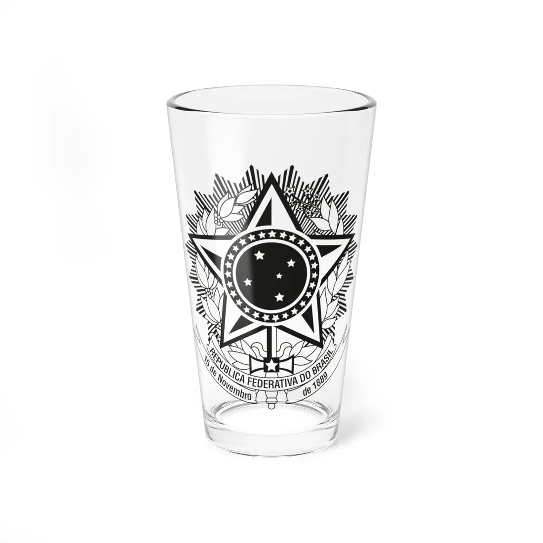 Coat of arms of Brazil variant BW from STF (Brazil) (Coat of Arms) Pint Glass 16oz 16oz - Go Mug Yourself