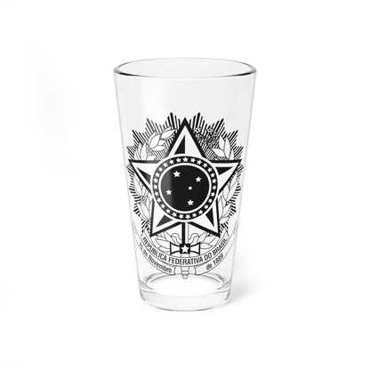 Coat of arms of Brazil variant BW from STF (Brazil) (Coat of Arms) Pint Glass 16oz 16oz - Go Mug Yourself
