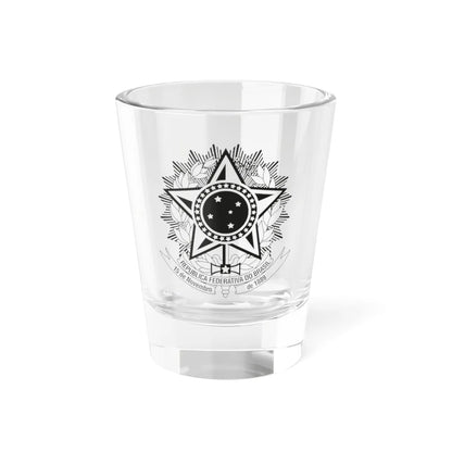 Coat of arms of Brazil variant BW from STF (Brazil) (Coat of Arms) Shot Glass 1.5oz 1.5oz - Go Mug Yourself