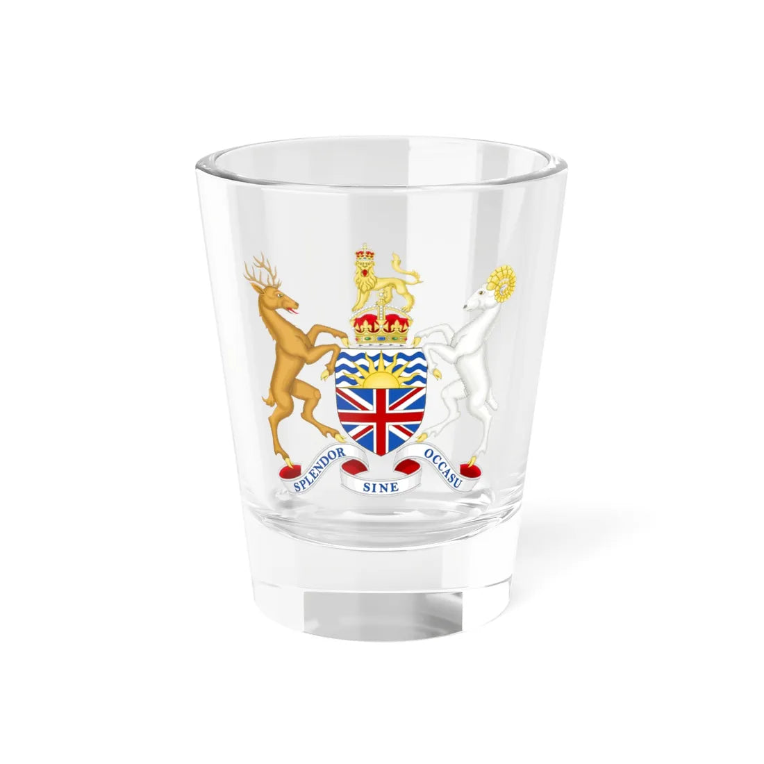 Coat of arms of British Columbia 1895 (Canada) (Coat of Arms) Shot Glass 1.5oz 1.5oz - Go Mug Yourself